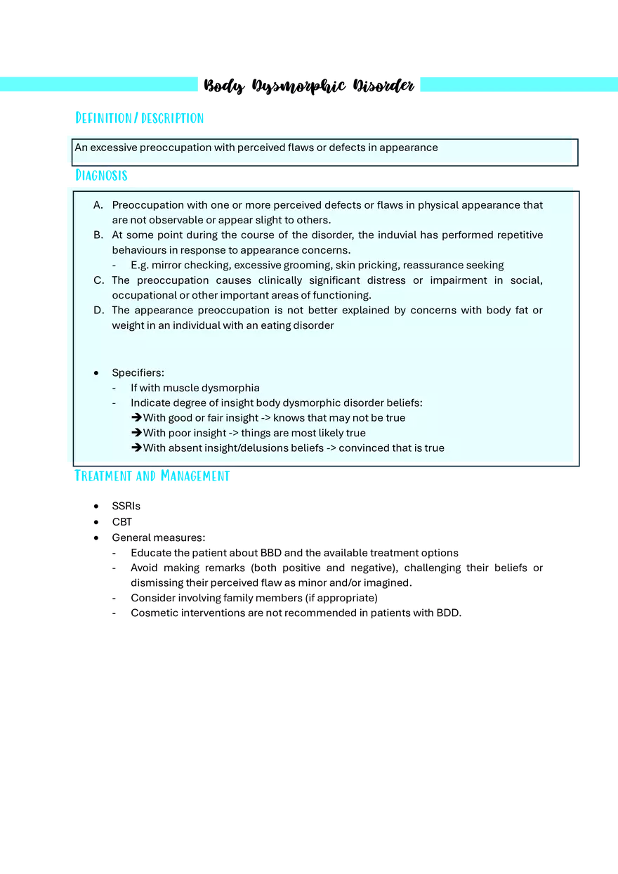 Body Dysmorphic Disorder - Page 1
