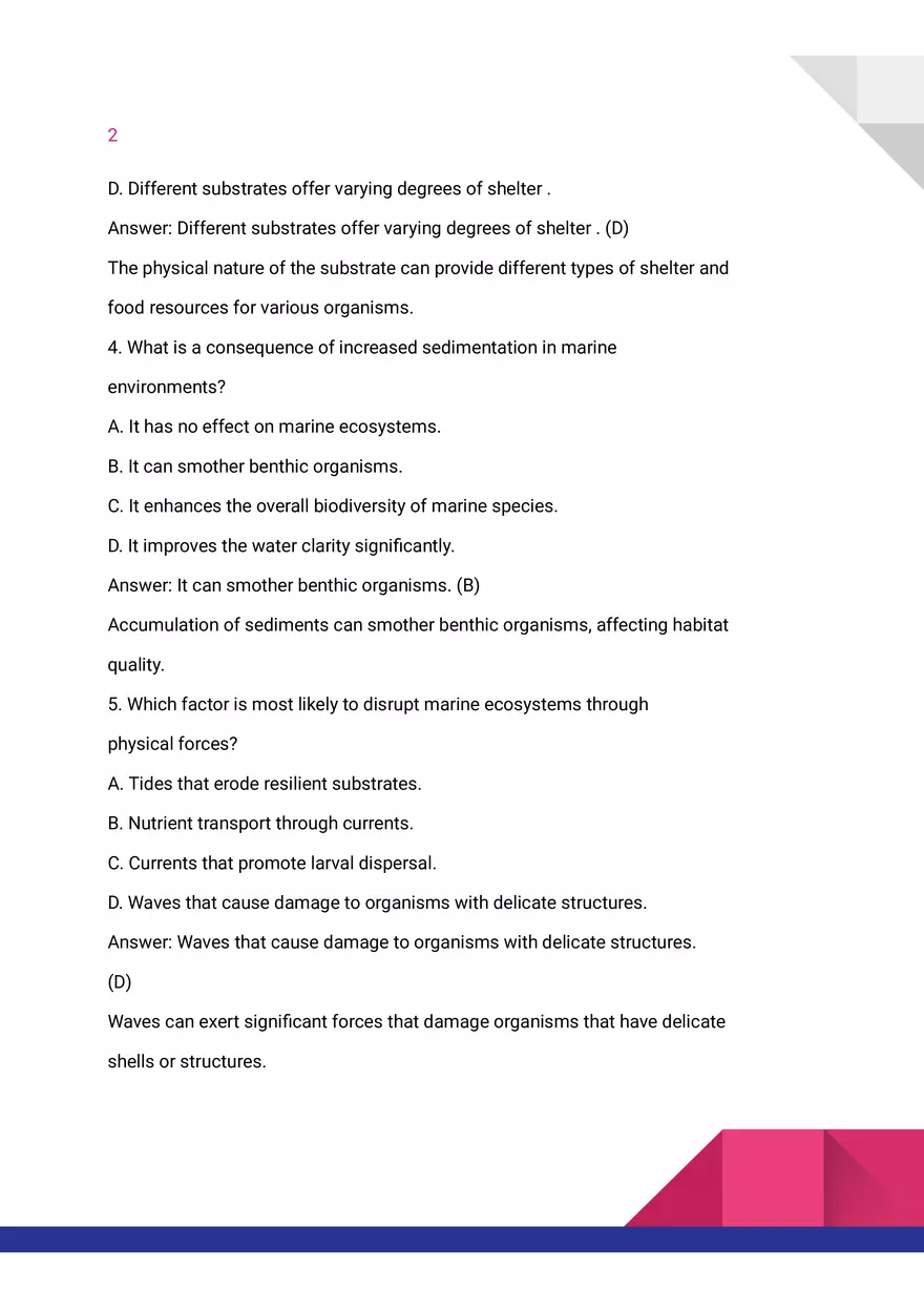 Quiz on Abiotic Factors Affecting Marine Organisms - Page 2