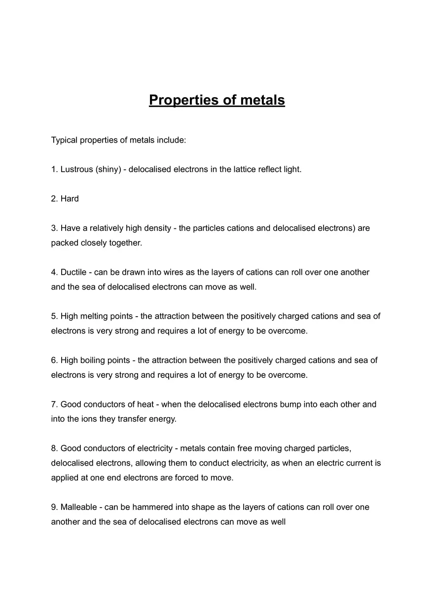 Properties of Metals - Page 1
