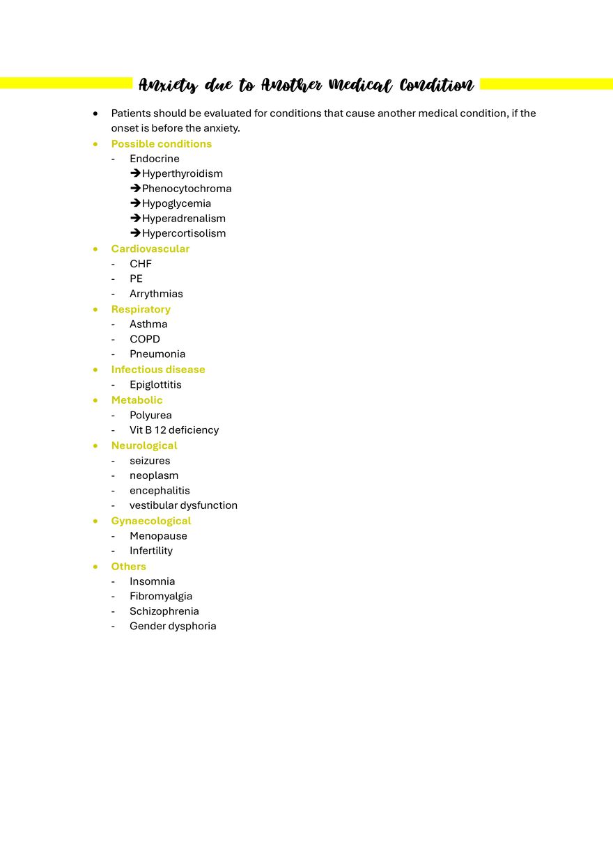 Anxiety due to Another Medical Condition - Page 1