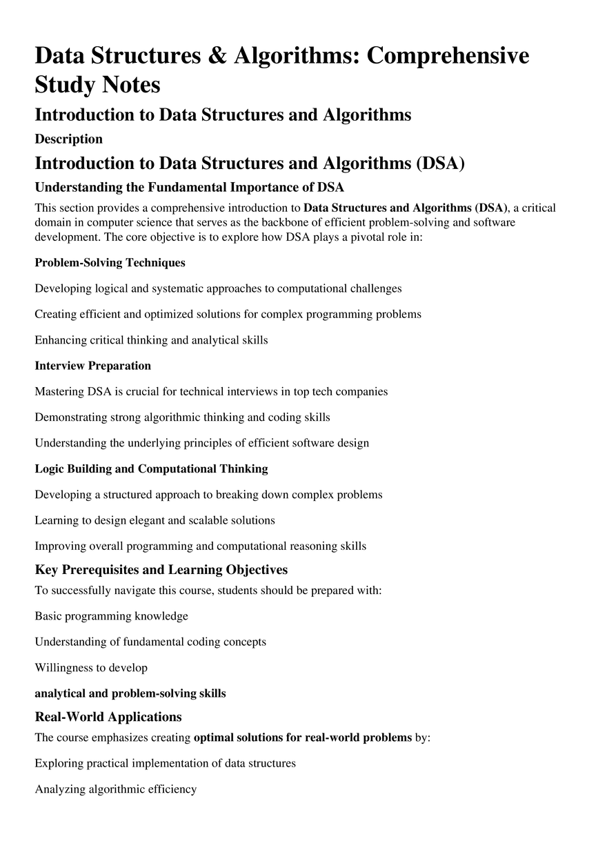 Introduction to Data Structures and Algorithms - Page 1