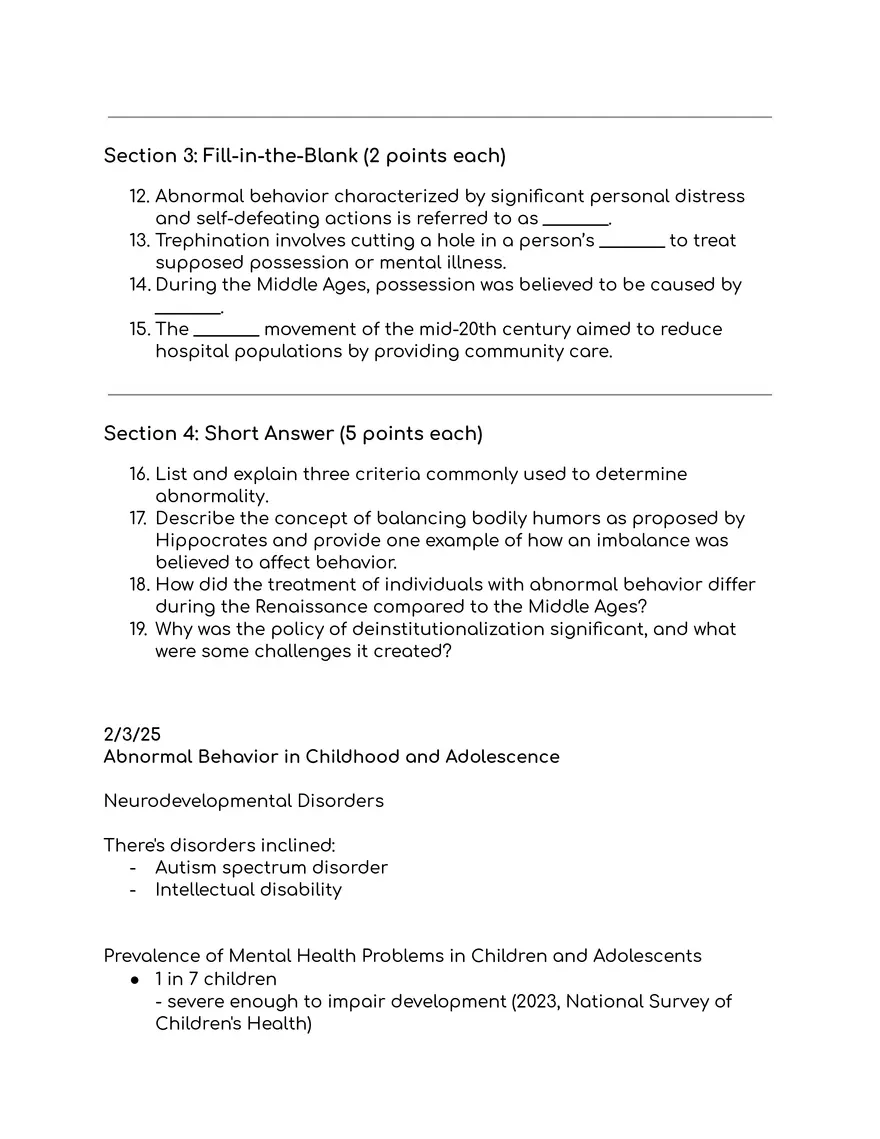 Abnormal Psychology Notes - Page 19