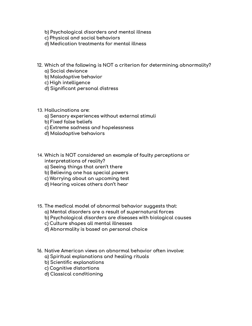 Practice Exam: Abnormal Psychology - Page 9