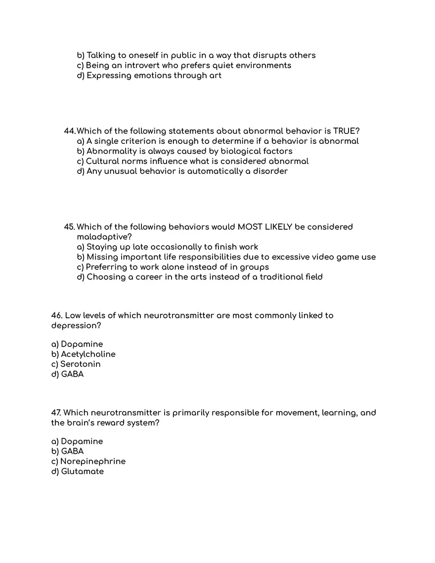 Practice Exam: Abnormal Psychology - Page 15