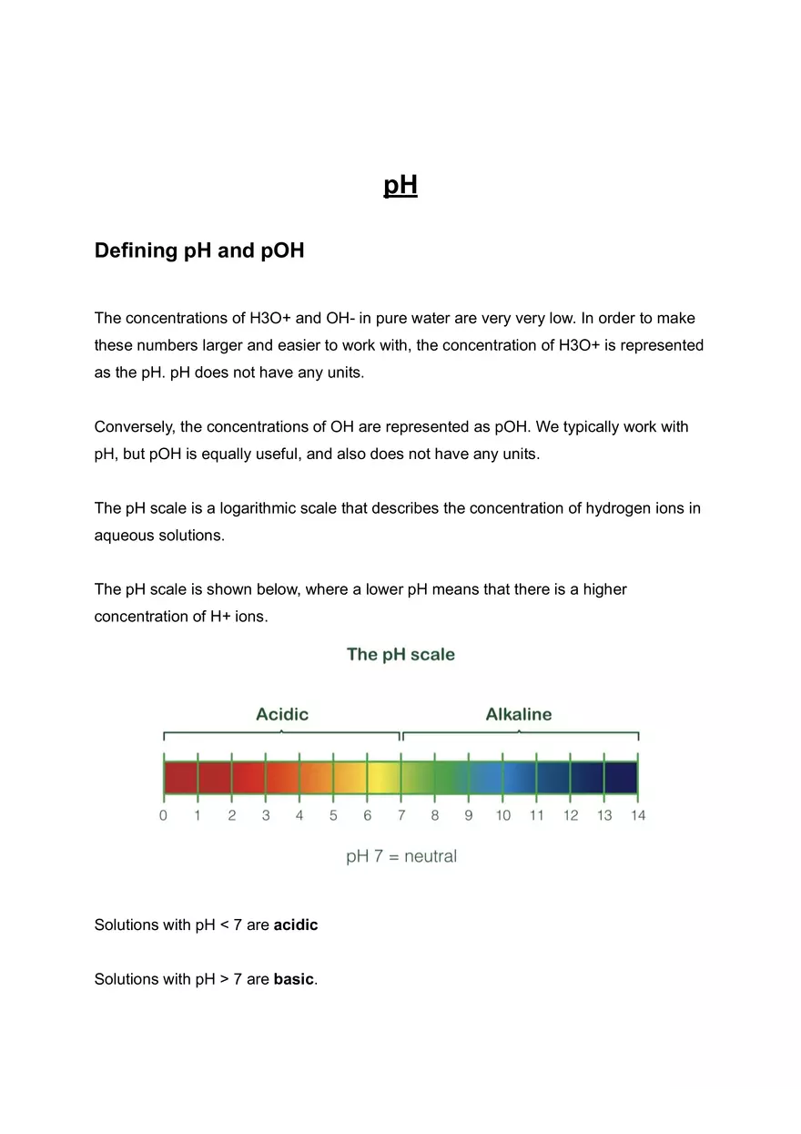 Defining pH and pOH - Page 1