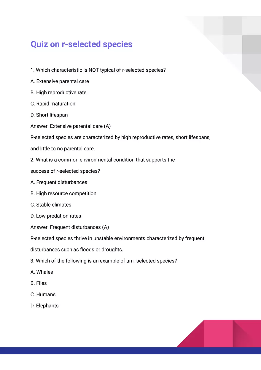 Quiz on r-selected Species - Page 1