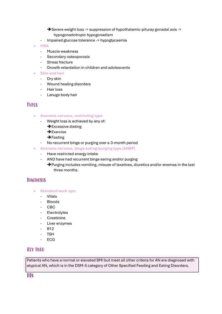 Anorexia Nervosa Cheat Sheet - Page 2