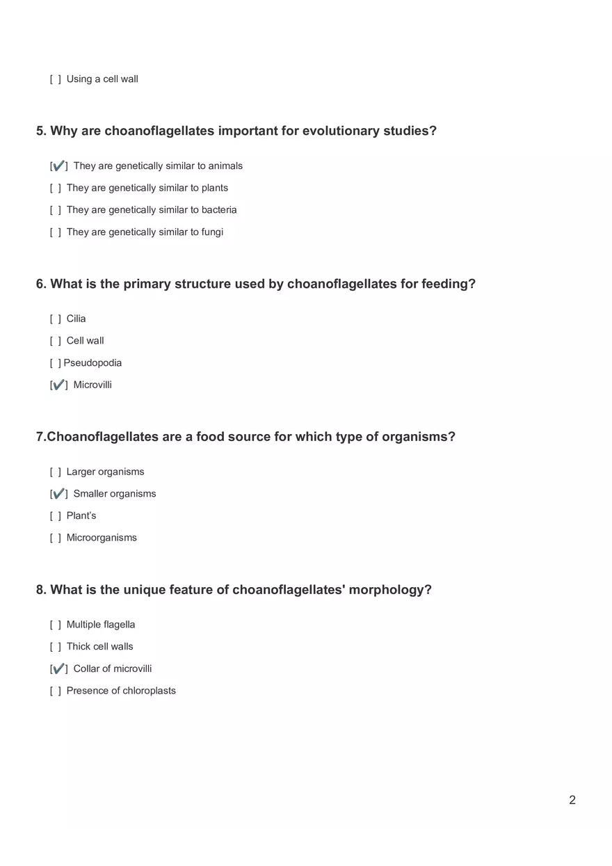 Quiz - Choanoflagellates - Page 2
