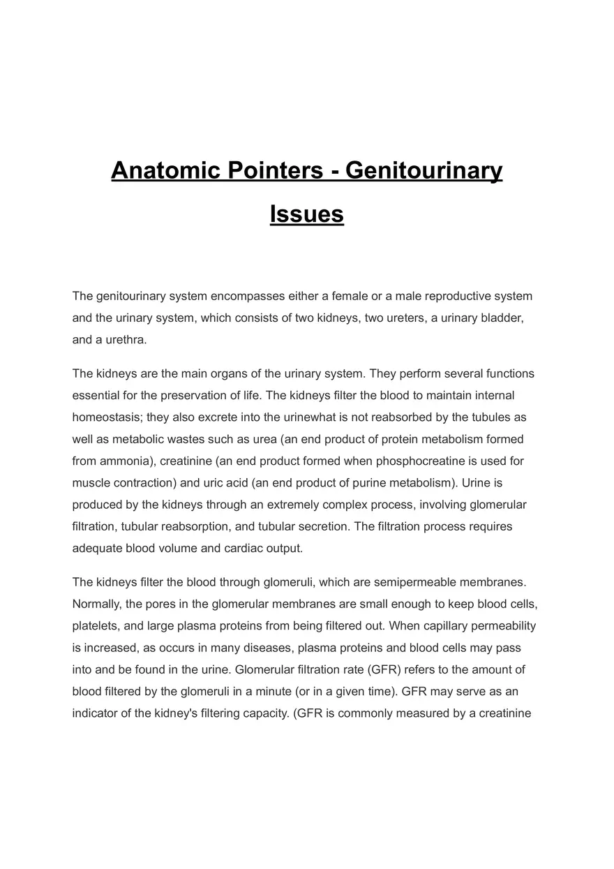 Anatomic Pointers - Genitourinary Issues - Page 1