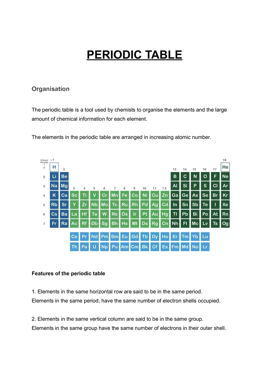 Periodic Table Overview - Page 1