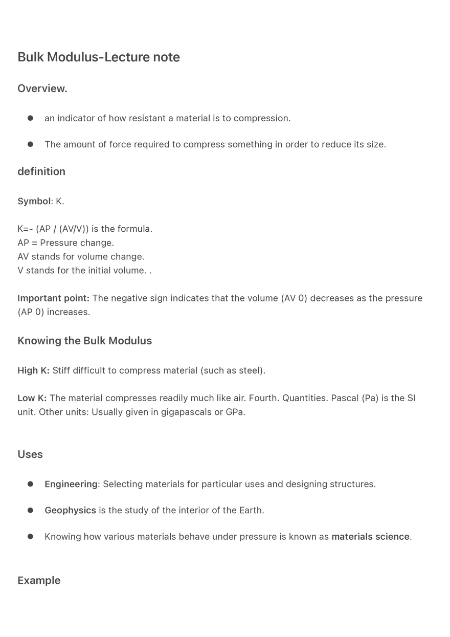 Bulk Modulus Lecture Note - Page 1