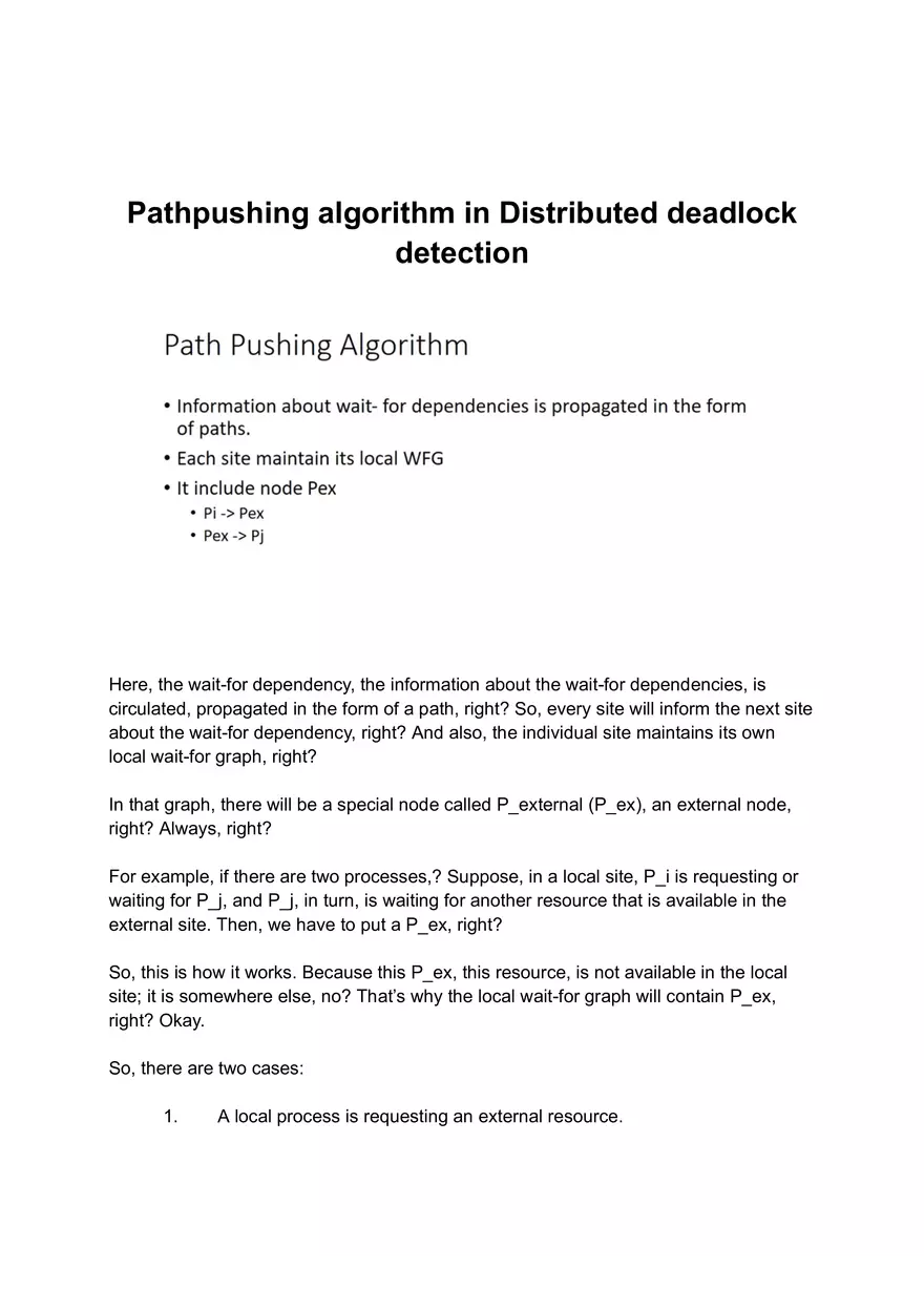 Pathpushing Algorithm in Distributed Deadlock Detection - Page 1