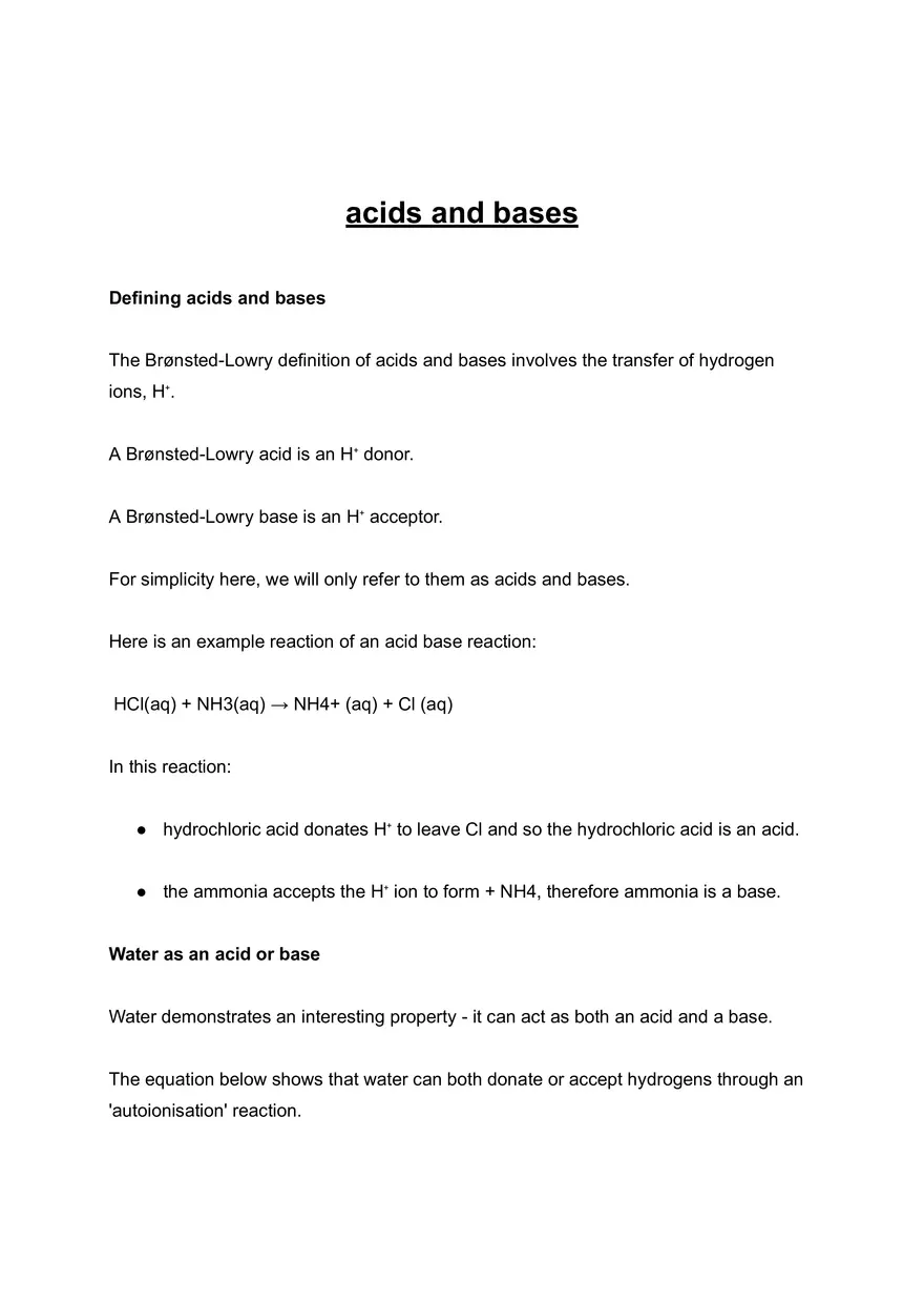 Defining Acids and Bases - Page 1