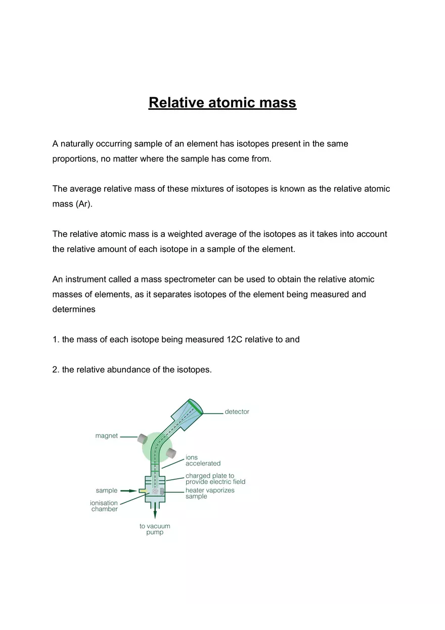 Relative Atomic Mass - Page 1