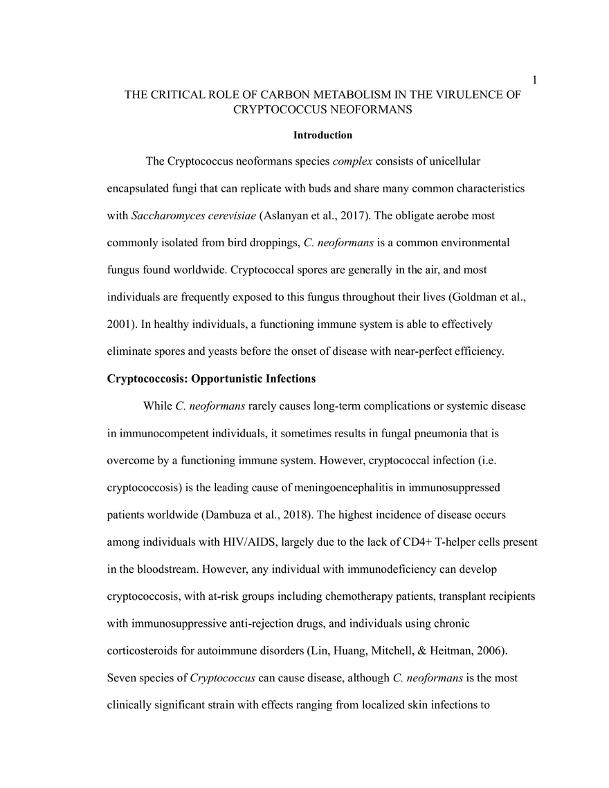 The Critical Role of Carbon Metabolism - Page 1