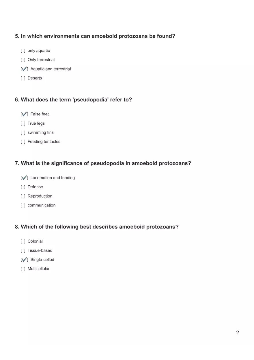 Quiz - Amoeboid protozoans - Page 2