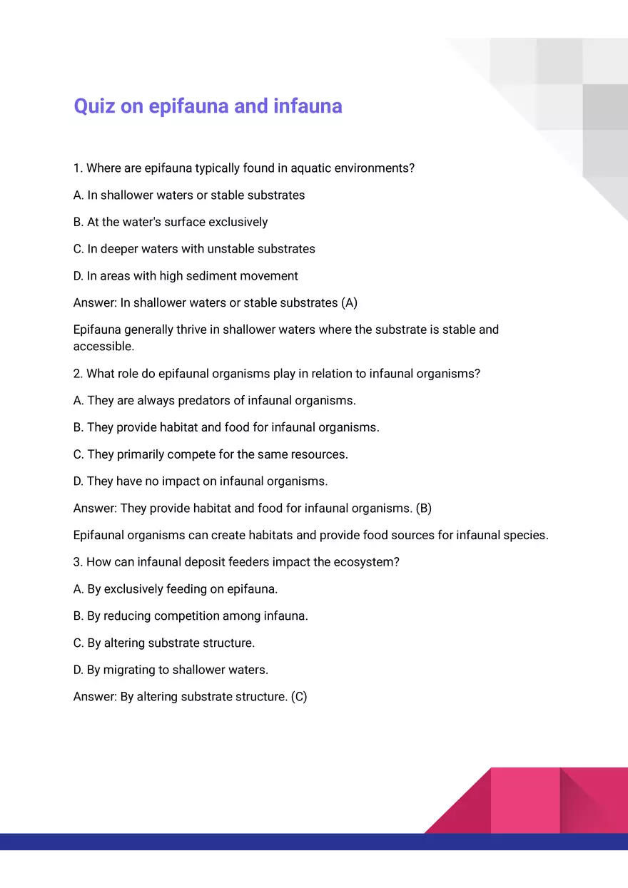 Quiz On Epifauna and Infauna - Page 1