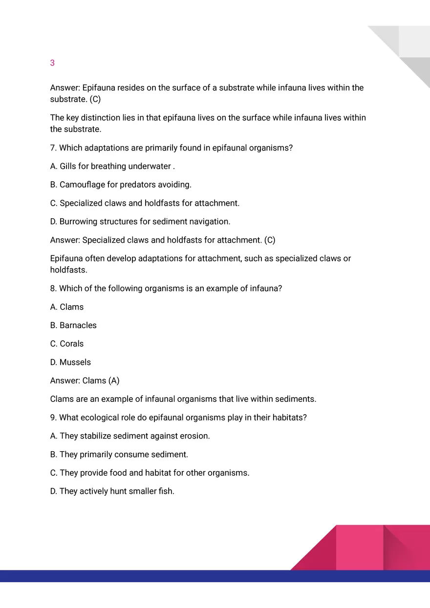 Quiz On Epifauna and Infauna - Page 3