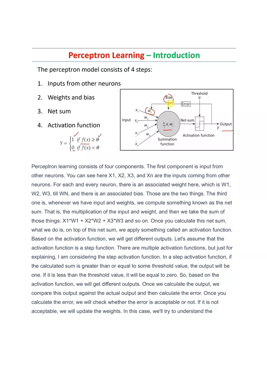 Perceptron Learning - Algorithm - Page 2