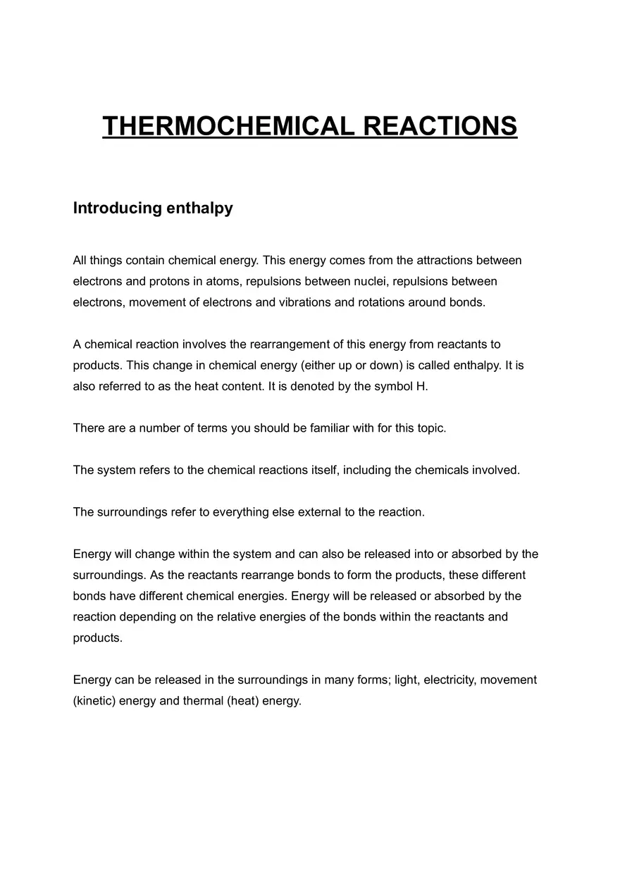 Thermochemical Reactions - Page 1
