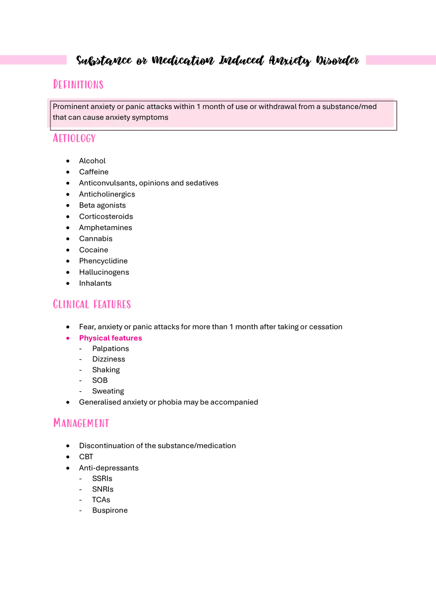 Substance or Medication Induced Anxiety Disorder - Page 1