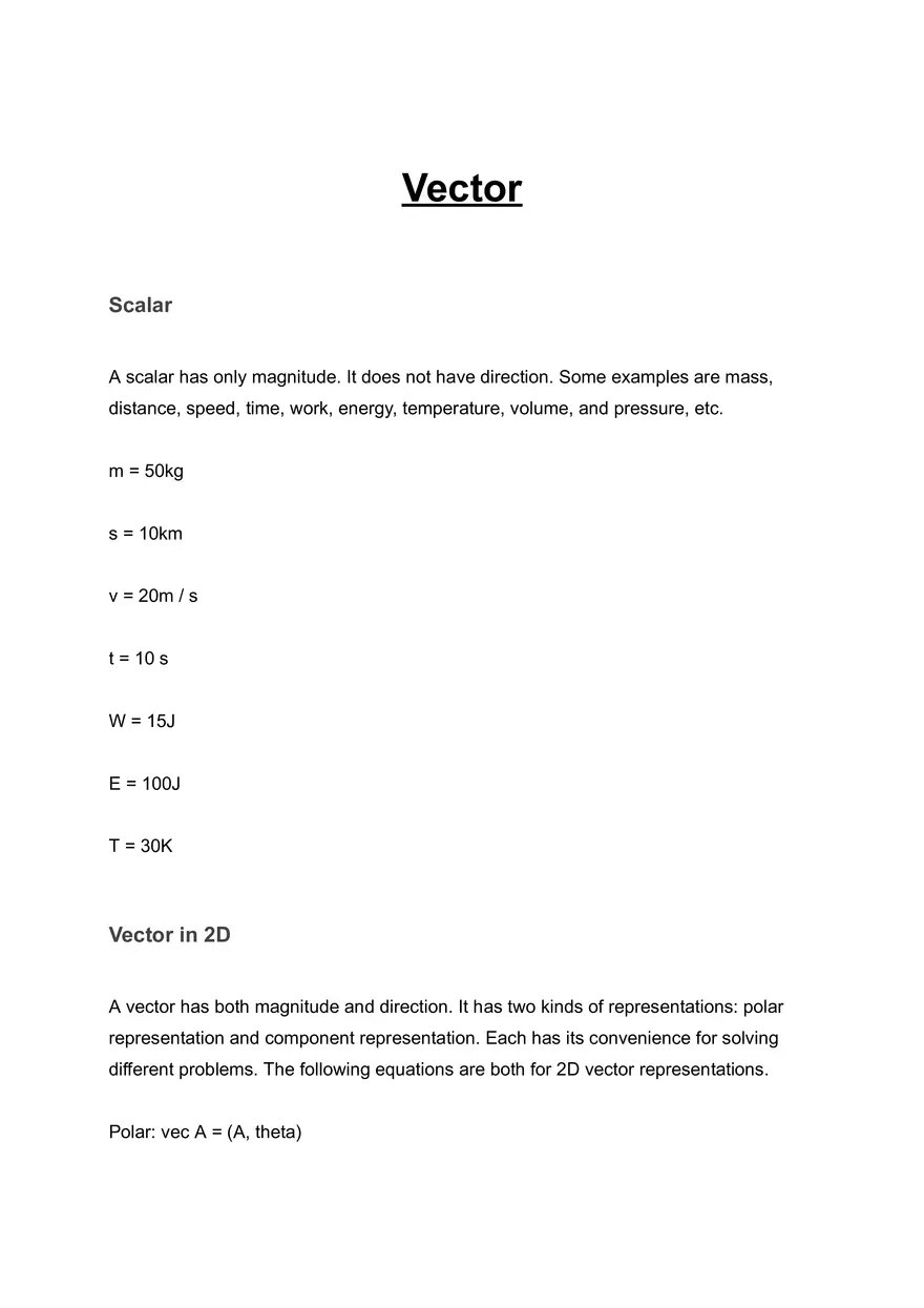 Vector in 2D Cartesian Coordinates - Page 1