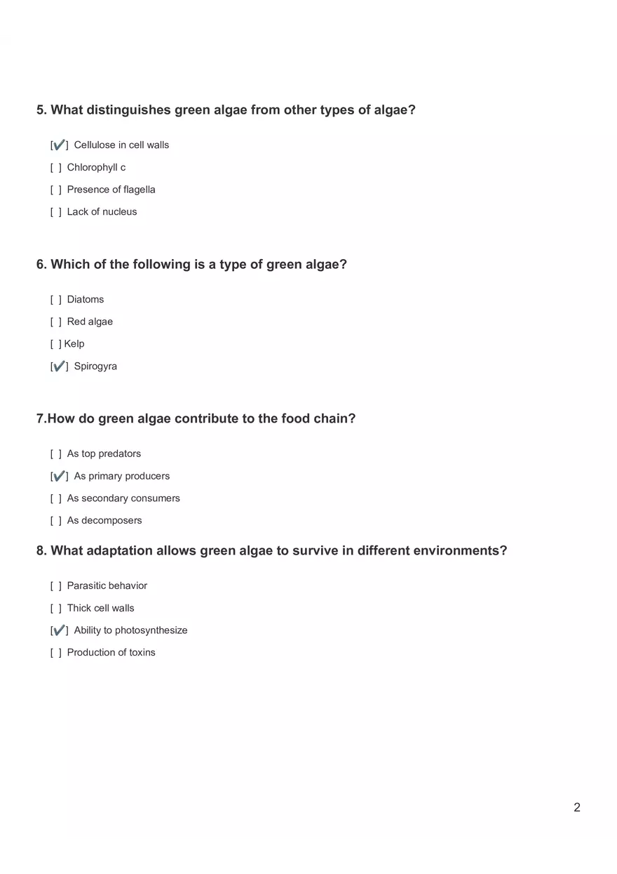 Quiz - Green Algae - Page 2