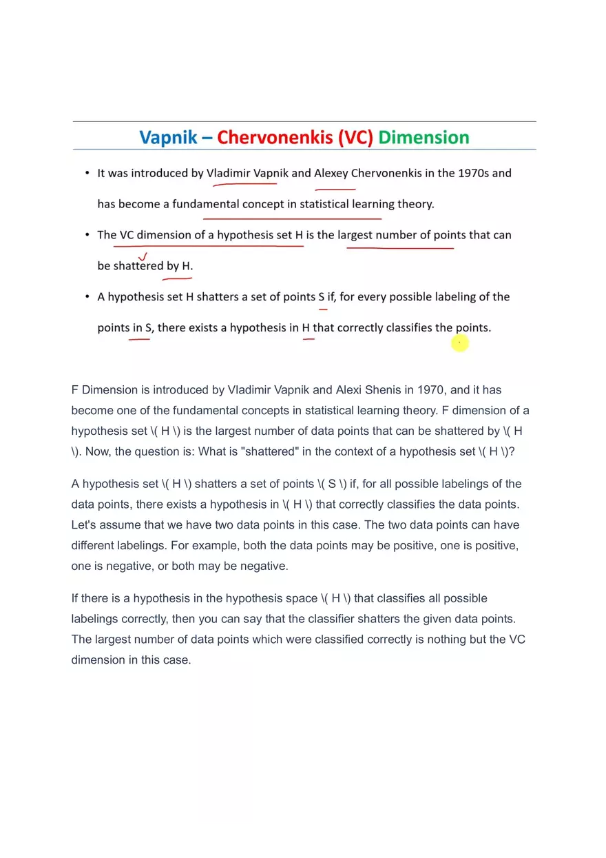 Vapnik - Chervonenkis (VC) Dimension - Page 1