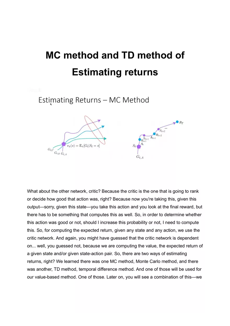 MC Method and TD Method of Estimating Returns - Page 1