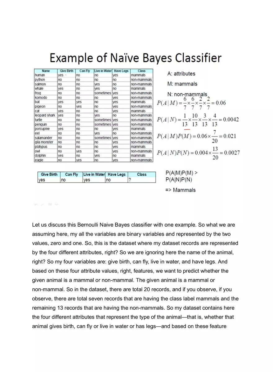 Example of Bernoulli Naive Bayes - Page 1