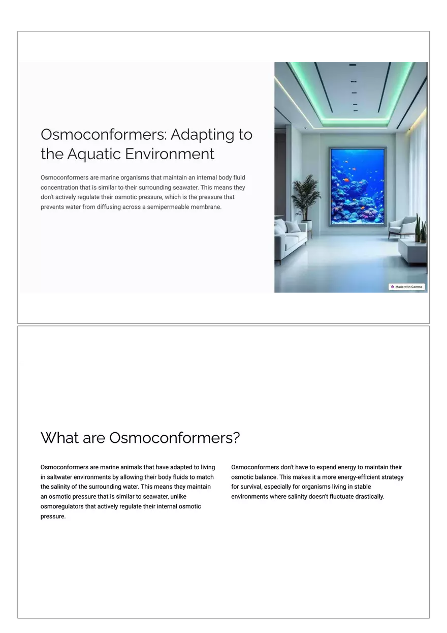 Osmoconformers: Adapting to the Aquatic Environment - Page 1