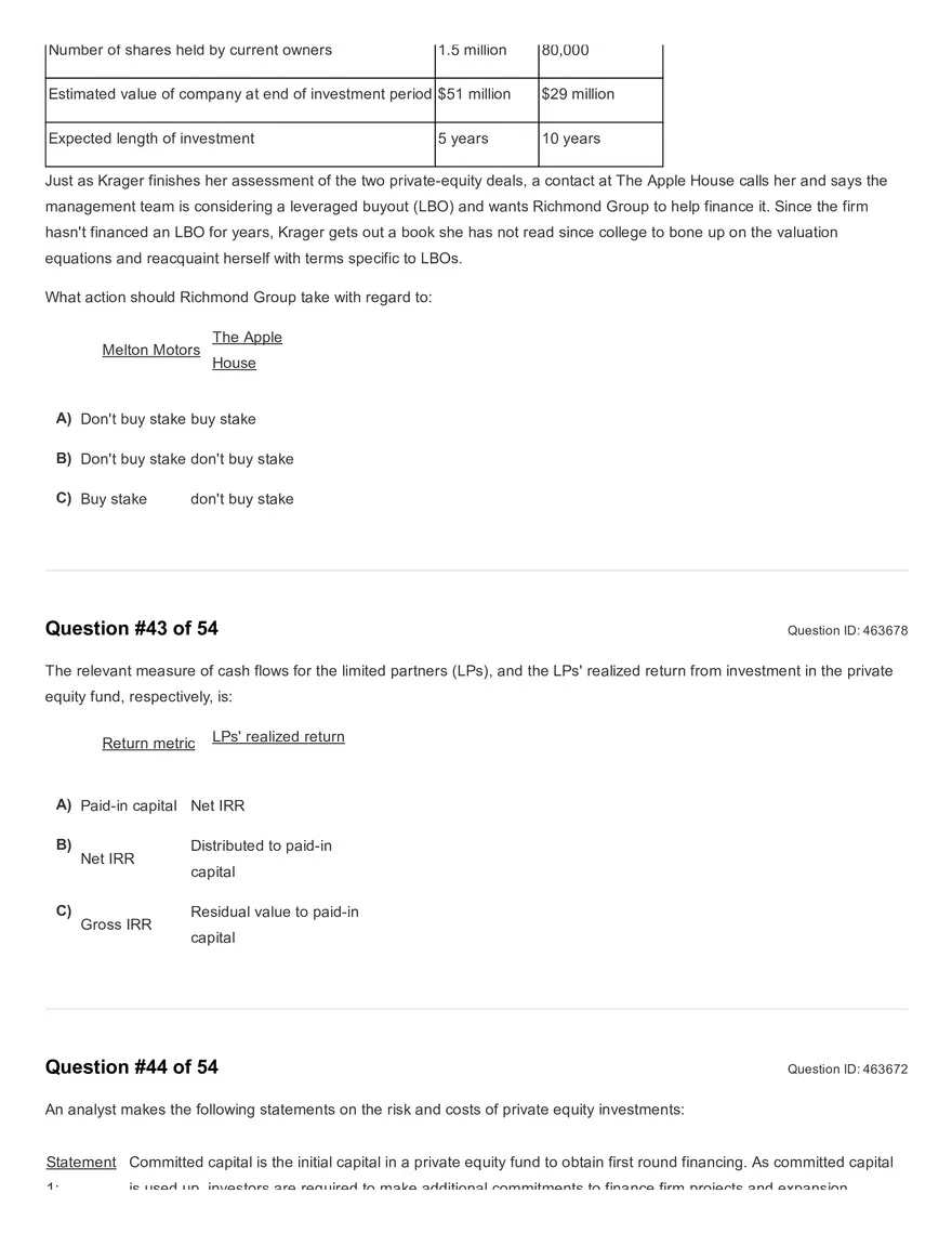Reading 45: Private Equity Valuation Question - Page 8