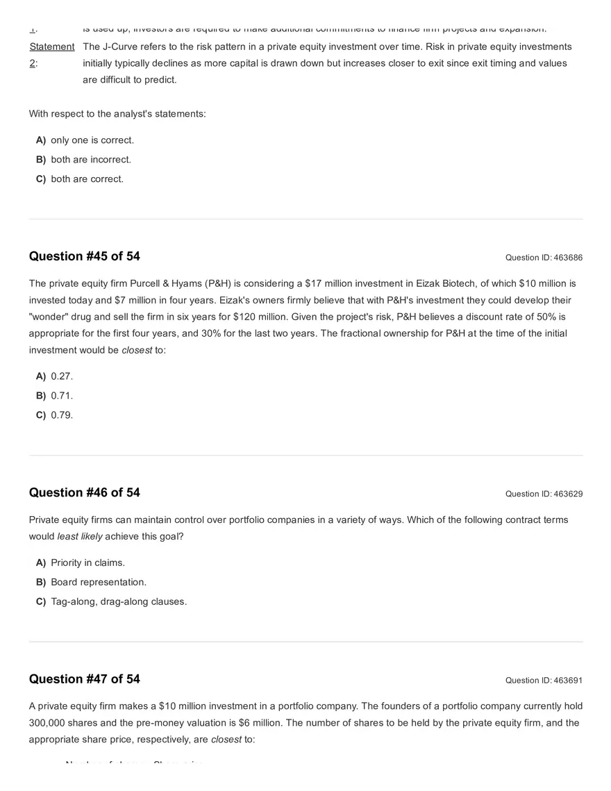 Reading 45: Private Equity Valuation Question - Page 9