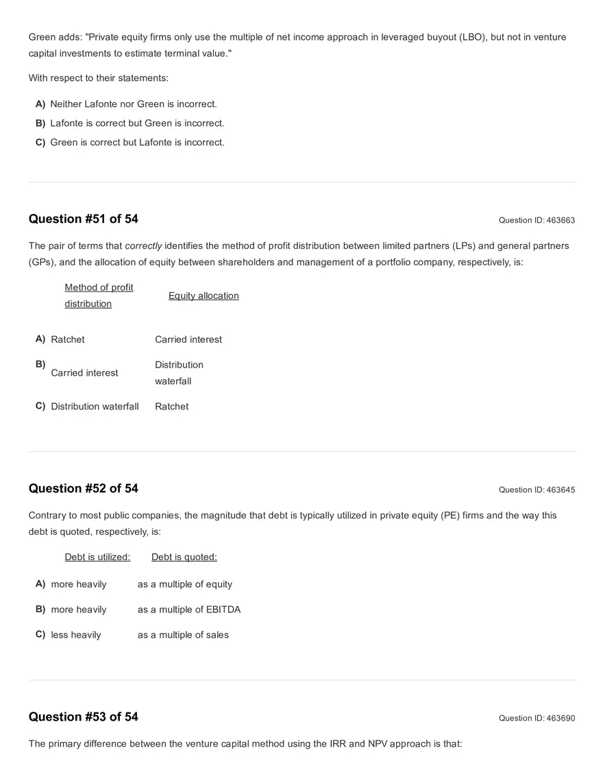 Reading 45: Private Equity Valuation Question - Page 11