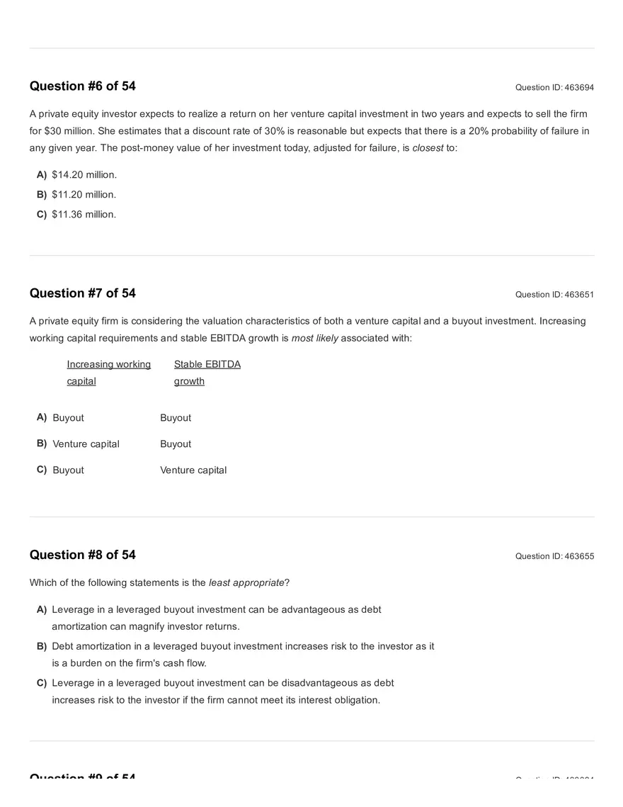 Reading 45: Private Equity Valuation Question - Page 13