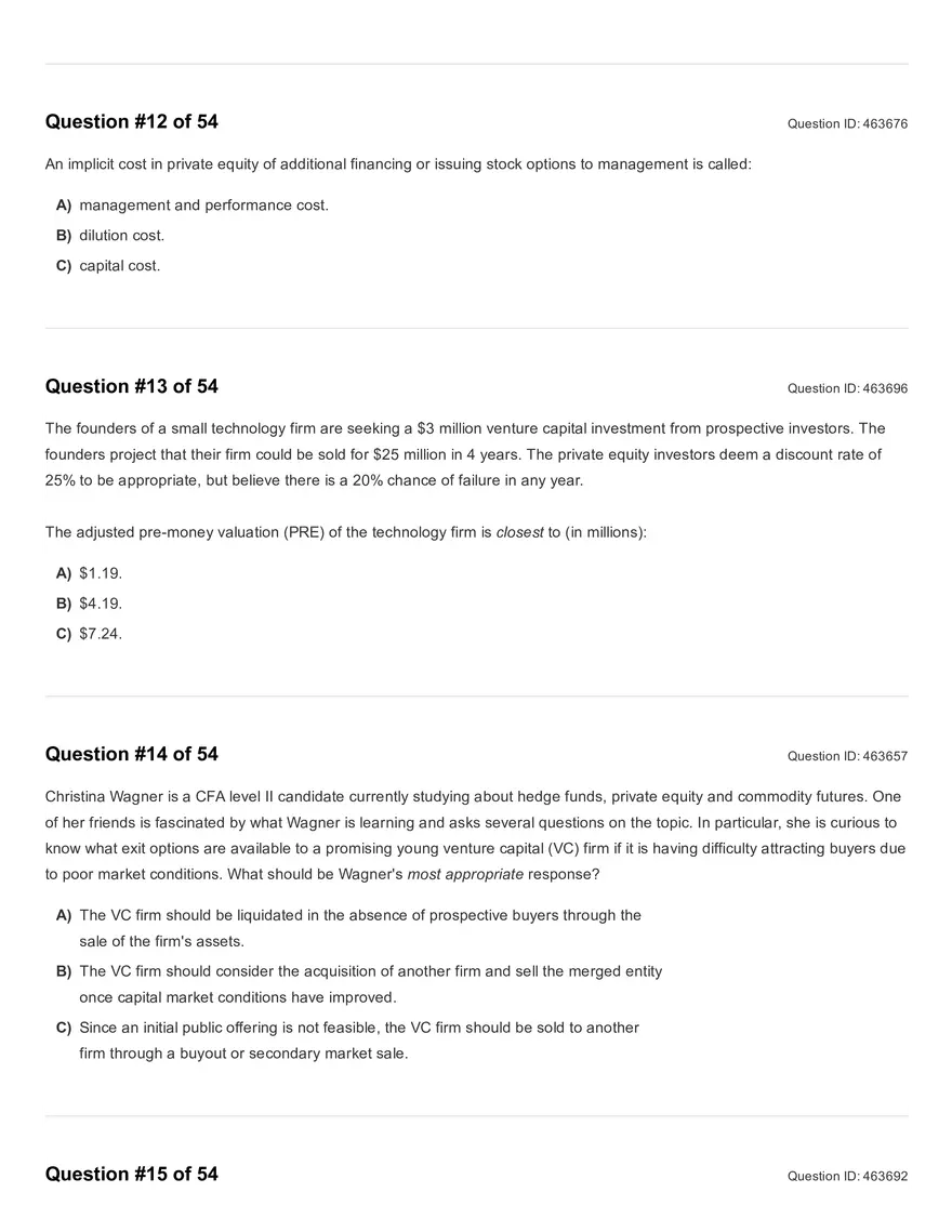 Reading 45: Private Equity Valuation Question - Page 15