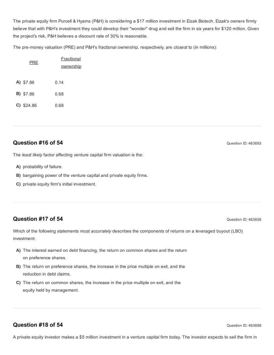 Reading 45: Private Equity Valuation Question - Page 16