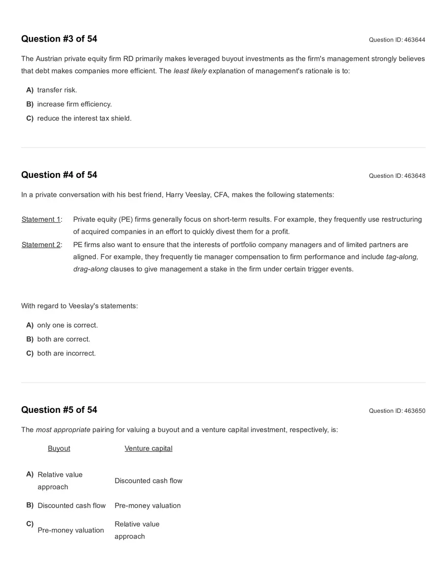 Reading 45: Private Equity Valuation Question - Page 2