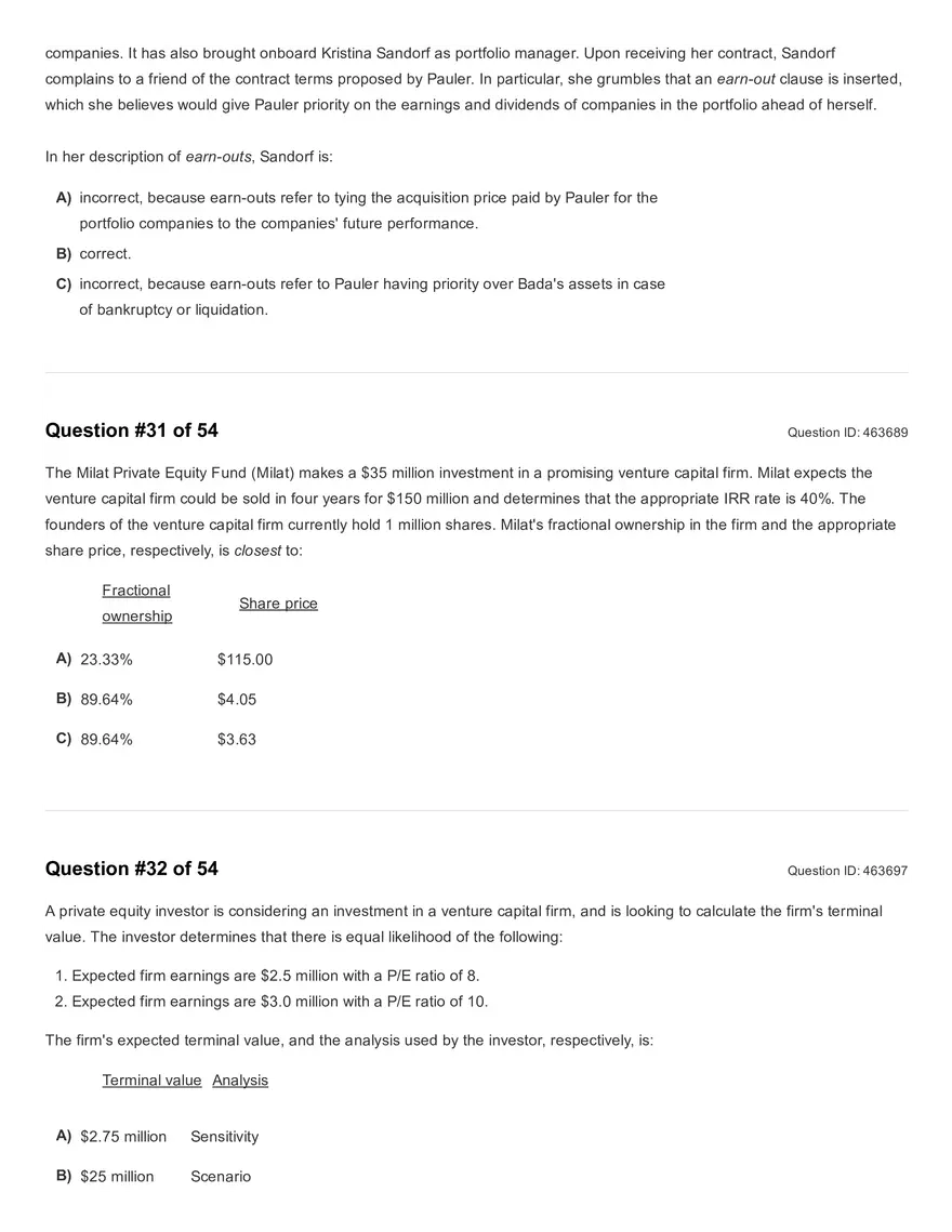 Reading 45: Private Equity Valuation Question - Page 4