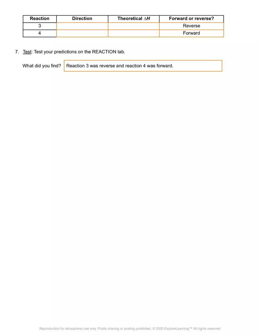 Gizmo Answer Key: Reaction Energy - Page 6