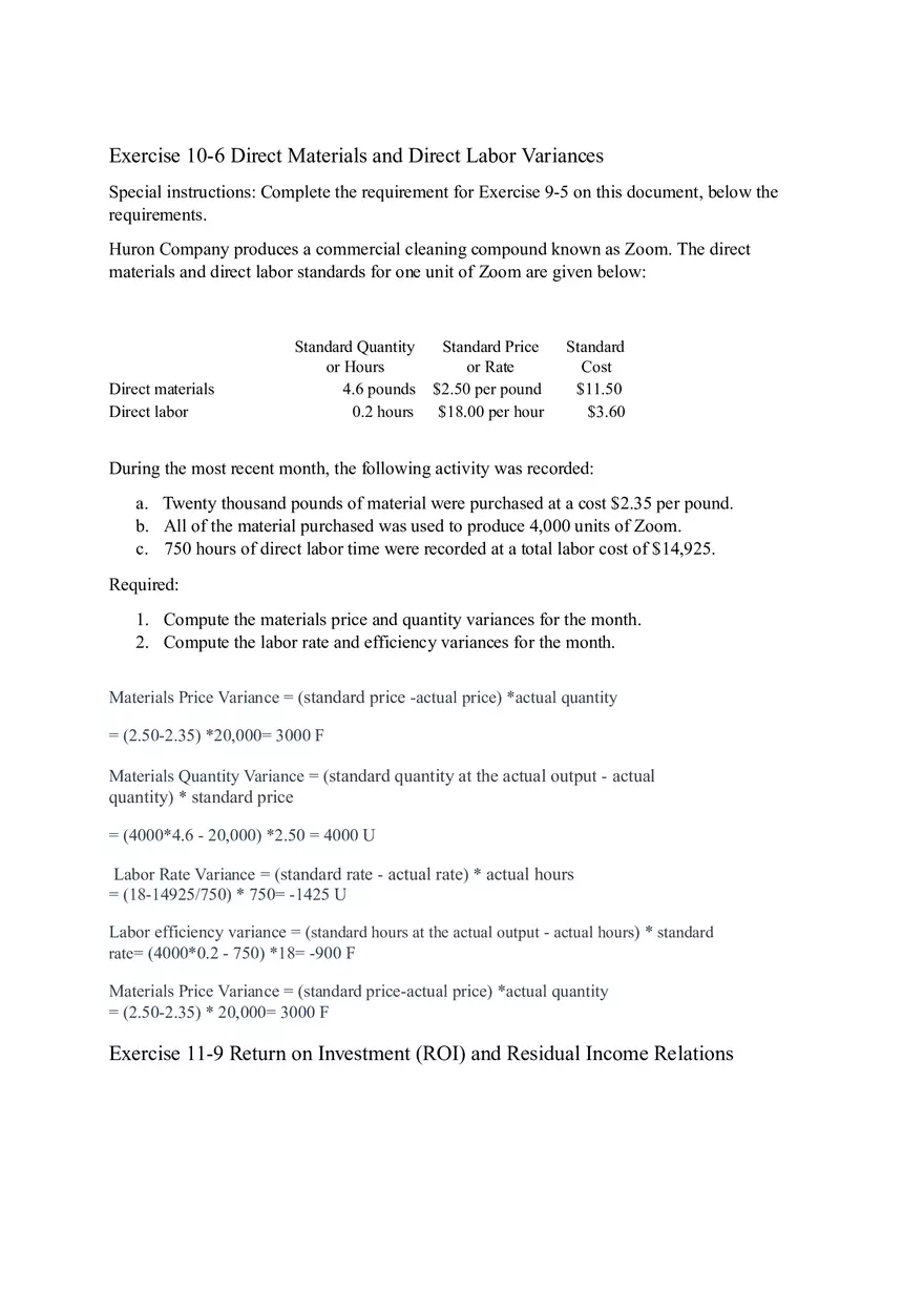 Direct Labor and Variable Manufacturing Overhead Variances Assignments - Page 3