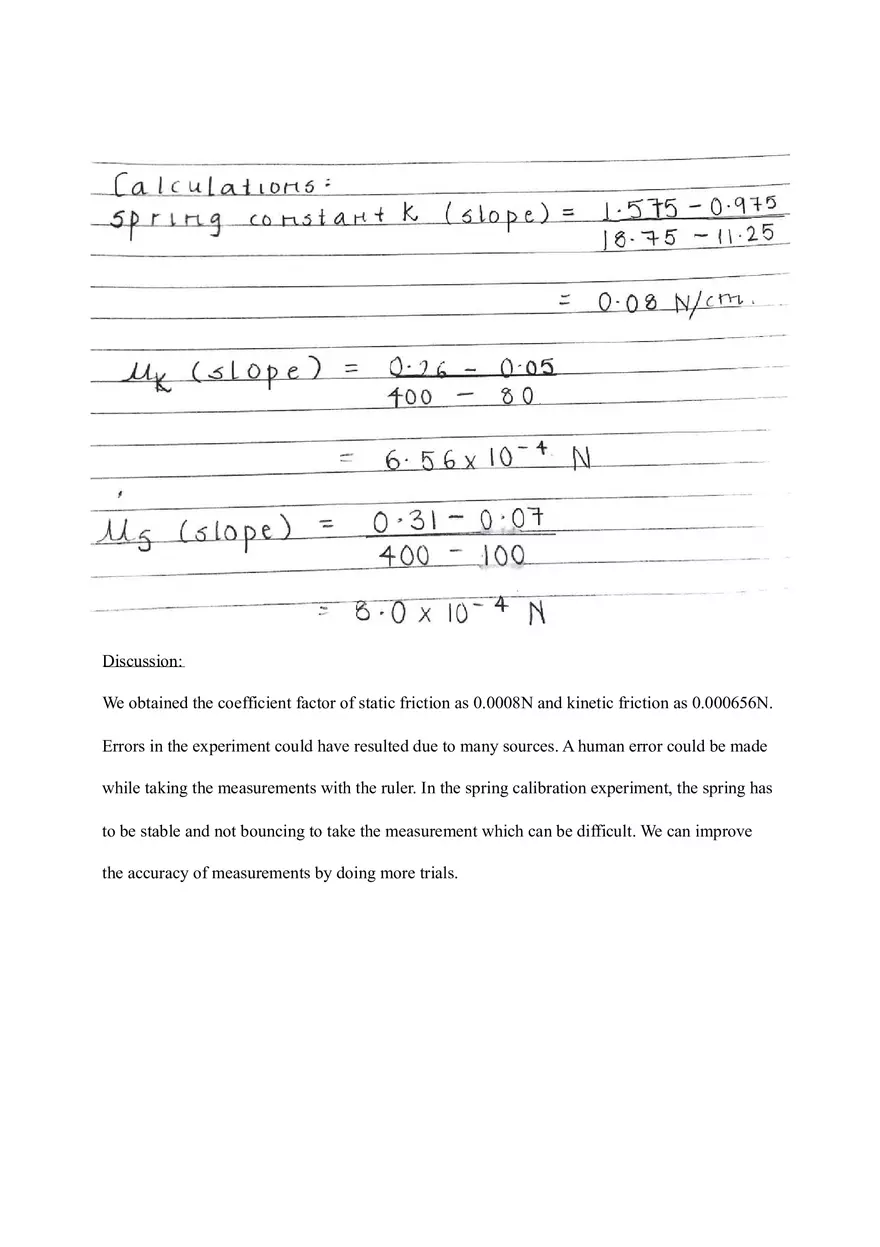 Static and Kinetic Friction Explained Purpose - Lab Report - Page 7