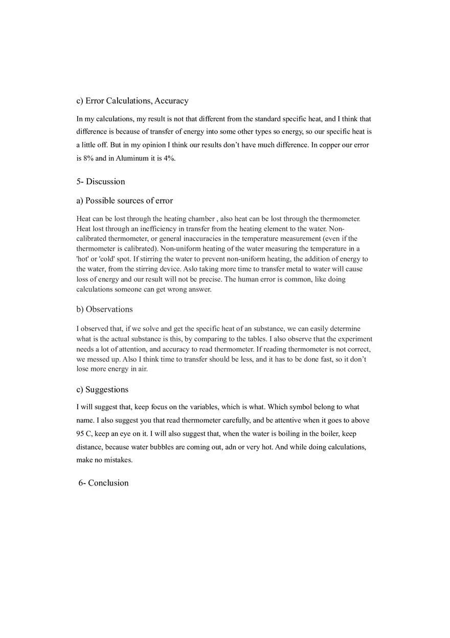 Calorimetry and Specific Heat Measuring Heat Transfer in Metals - Page 4