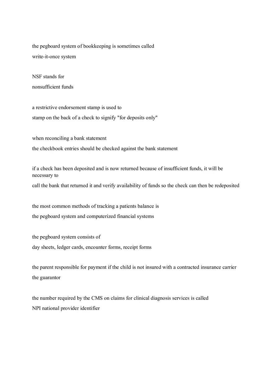 Pegboard System and Banking Procedures in Bookkeeping - Page 1