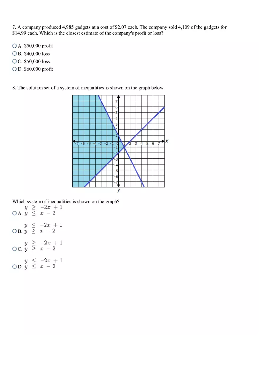 Keystone Algebra I Practice Test - Page 11