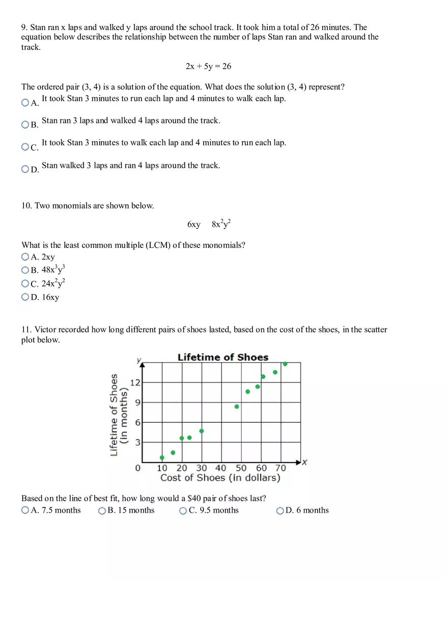 Keystone Algebra I Practice Test - Page 12