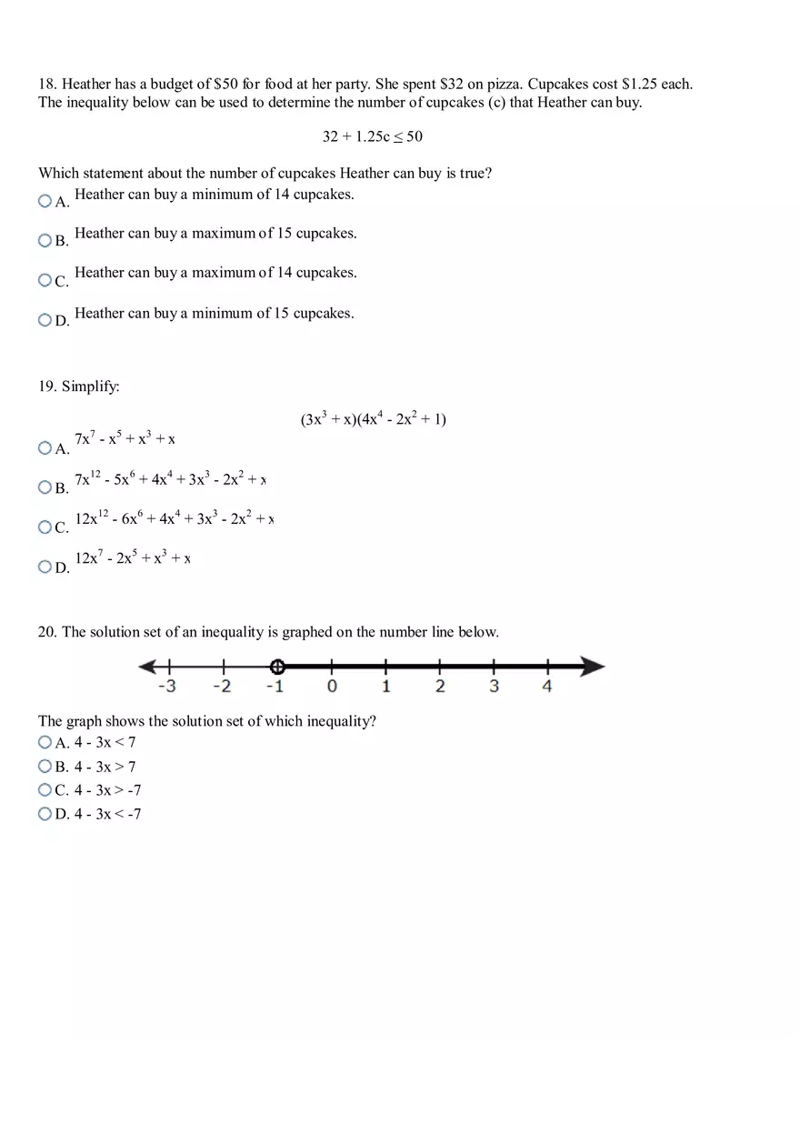 Keystone Algebra I Practice Test - Page 15