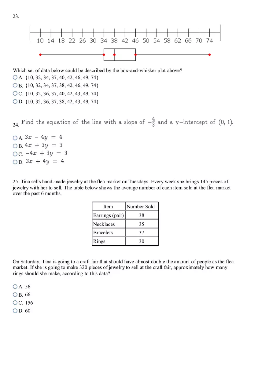 Keystone Algebra I Practice Test - Page 17