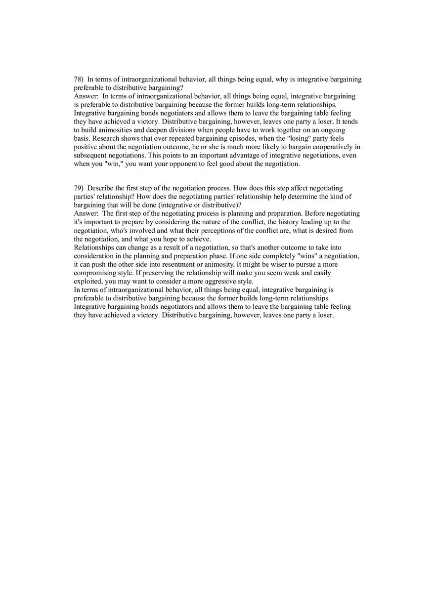 Organizational Behavior Conflict and Negotiation 55-79 Answers - Page 10