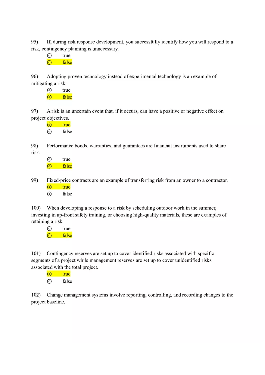 Project Management Test Bank Chapter 7 (Answers) - Page 9